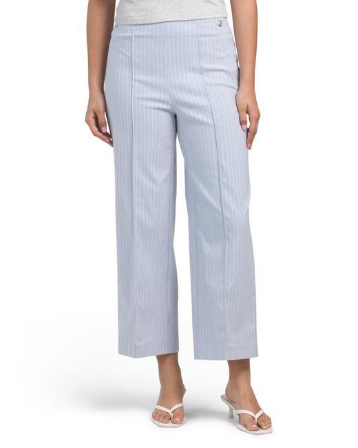Tj Maxx Blue Wide Leg Striped Pants With Tone Sailor Buttons For Nylon/Spandex/Rayon