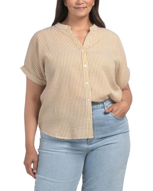 Tj Maxx Blue Plus Split Neck Top For Polyester