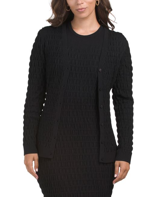 Tj Maxx Black Smocked Cardigan, Nylon/Polyester/Viscose