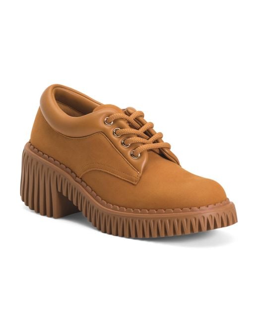 Tj Maxx Brown Leather Plita Cita Heeled Oxford Shoes For