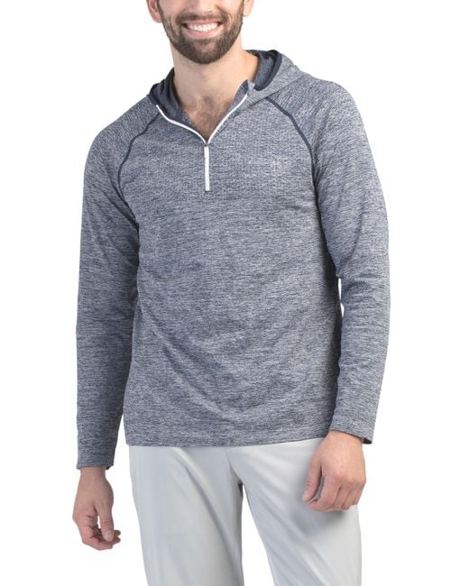Tj Maxx Blue Seamless Knit Quarter Zip Hoodie For Nylon/Polyester for men