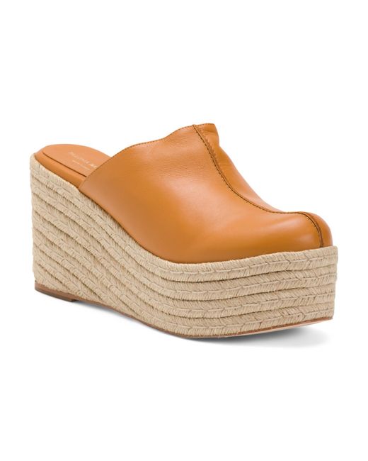 Tj Maxx Brown Leather Wedge Clogs For