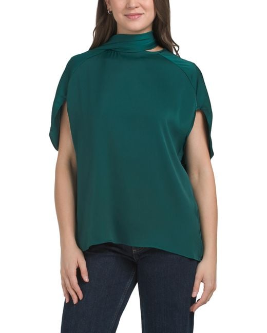 Tj Maxx Green Short Sleeve Blouse For Spandex/Polyester