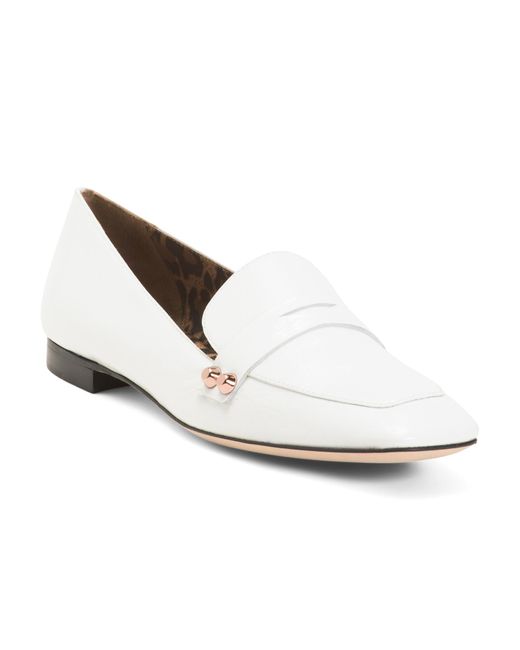 TJ Maxx Patent Leather Penny Loafers With Leopard Lining For in White — free download