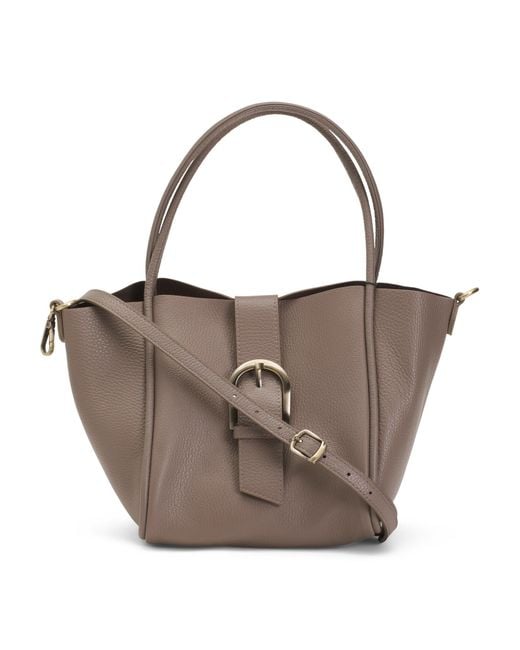 Tj Maxx Brown Leather Four Corner Flap Handbag