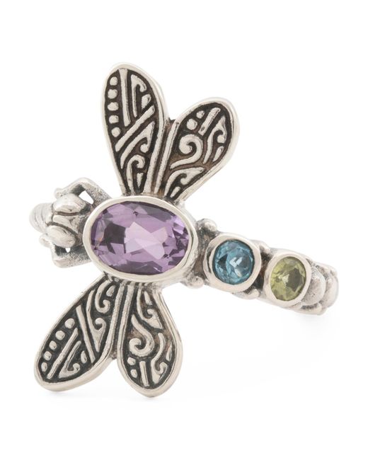 Tj Maxx White Sterling Gemstone Dragonfly Ring, Amethyst