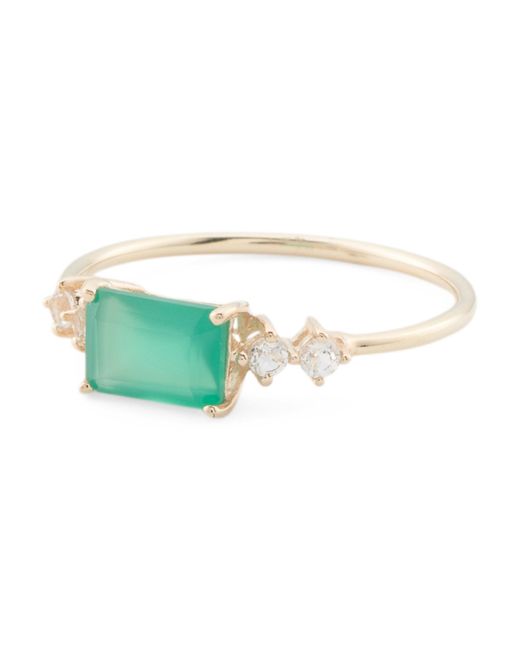 Tj Maxx Green 14Kt Onyx And Topaz Cluster Ring