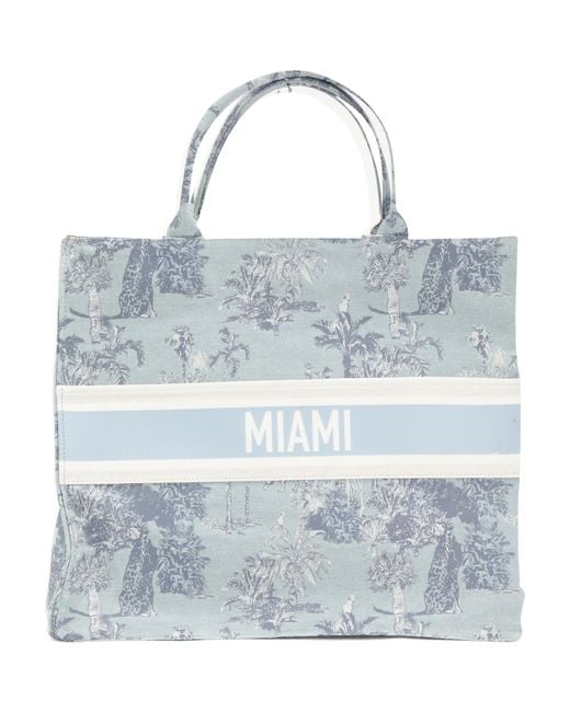 Tj Maxx Blue Large Miami Printed Denim Carryall Tote For Leather
