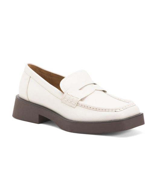 Tj Maxx White Leather Bowery Square Toe Loafers For