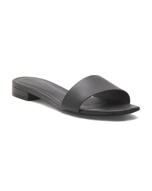 Tj Maxx Black Leather Joey Asymmetrical Flat Slide Sandals For