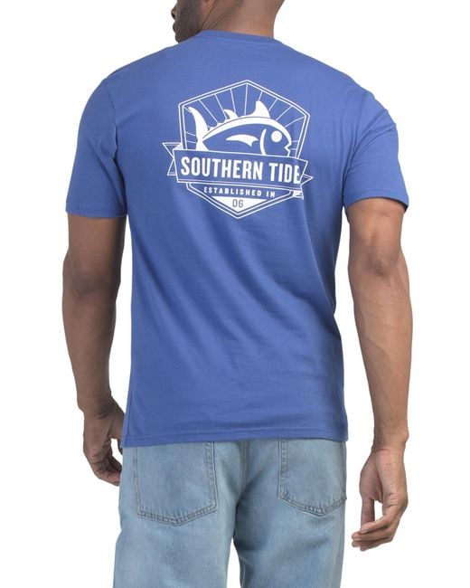 Tj Maxx Blue Skipjack Burst Short Sleeve T-Shirt For Cotton for men