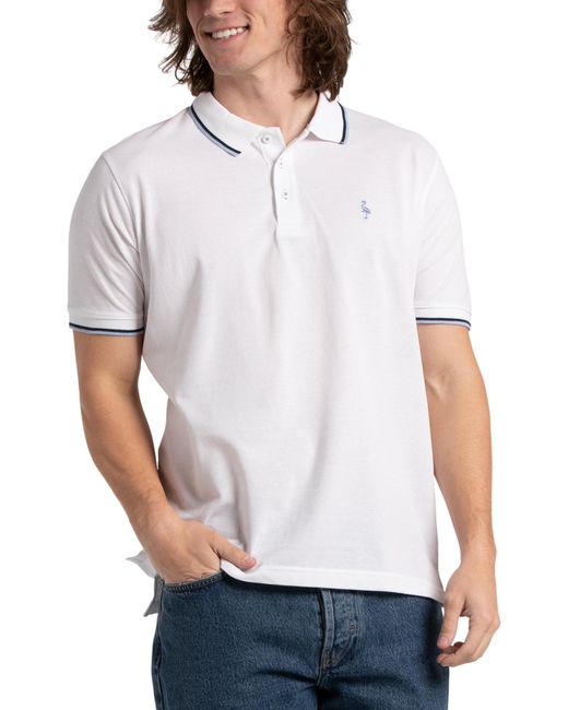 Tj Maxx White Double Contrast Tipping Classic Pique Polo For Cotton/Polyester for men