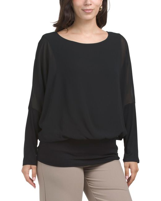 Tj Maxx Black Mesh Overlay Blouse For Spandex/Polyester/Rayon