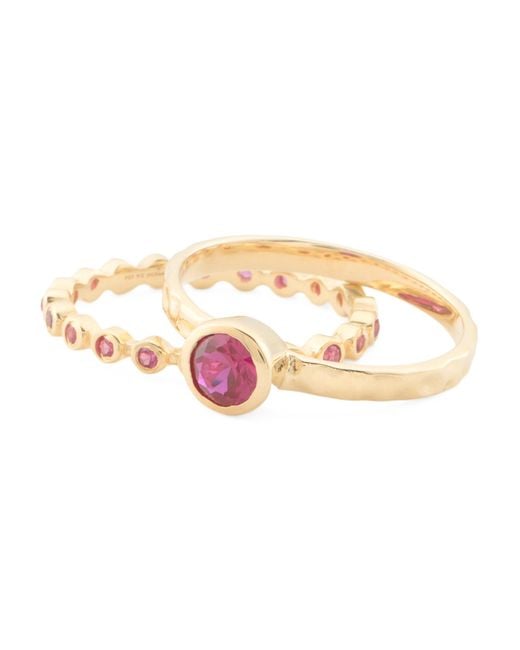 TJ Maxx 14Kt Plated Lab Created Ruby Ring Set in Pink | Lyst
