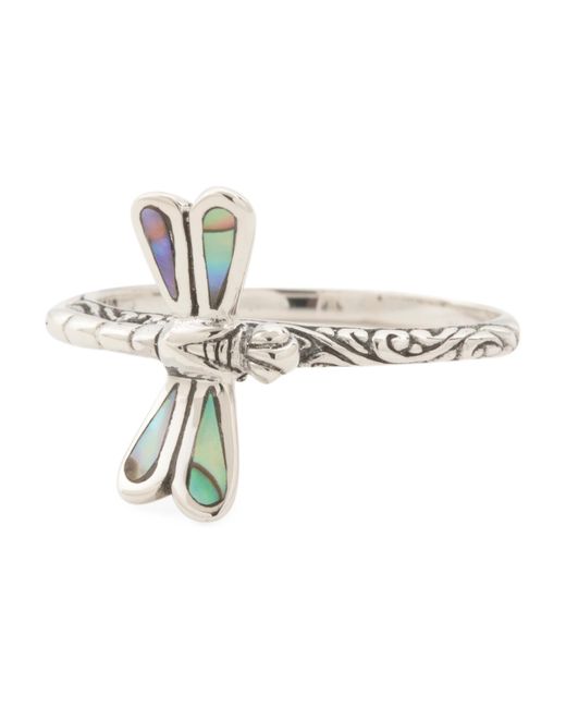 Tj Maxx White Abalone Sterling Filigree Dragonfly Ring