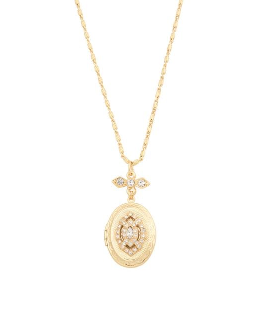 Tj Maxx Metallic 24K Plated Crystal Locket Necklace