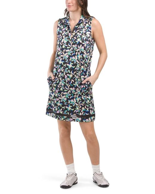 Tj Maxx Blue Blaire Sleeveless Quarter Zip Mini Dress For Spandex/Polyester