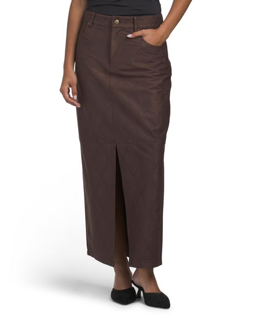 Tj Maxx Brown Front Slit Maxi Skirt For Spandex/Polyester