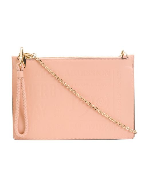 Tj Maxx Pink Leather Kentucky Derby Medium Zipper Top Crossbody, Leather