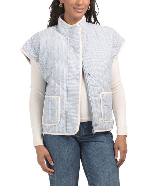 Tj Maxx Gray Zip Up Quilted Padded Vest For Cotton/Polyester