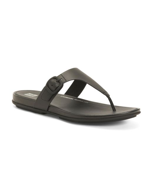 Tj Maxx Black Leather Gracie Rubber Buckle Toe Post Sandals For