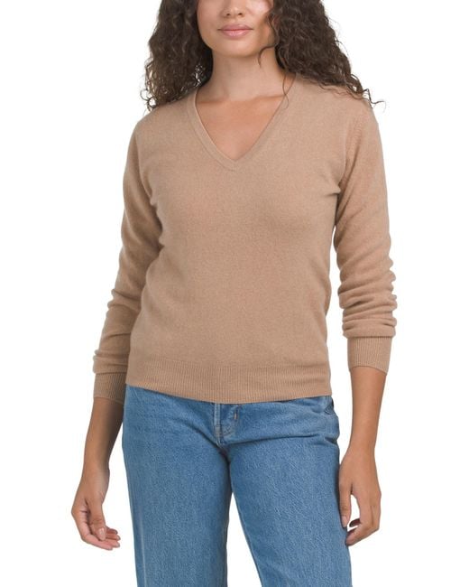 TJ Maxx Women's Blue Cashmere V-Neck Pull Over Sweater