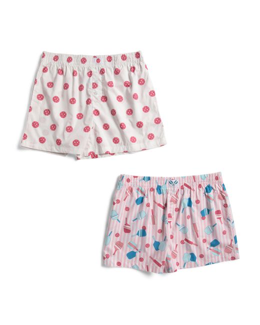 Tj Maxx White 2Pk Pickle Ball Print Boxer Shorts For Cotton