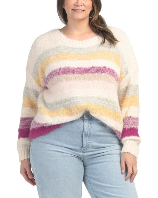 Tj Maxx Gray Plus Multi Stripe Sweater, Nylon/Polyester