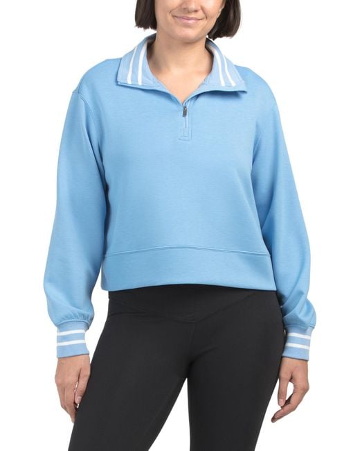 Tj Maxx Blue Scuba Half Zip Pullover, Spandex/Polyester/Rayon