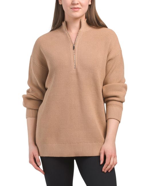 Tj Maxx Natural Funnel Neck Quarter Zip Sweater, Polyester/Viscose
