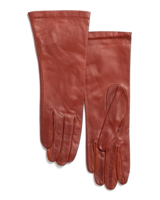 Tj Maxx Red Leather Basic Gloves With Silk Lining For