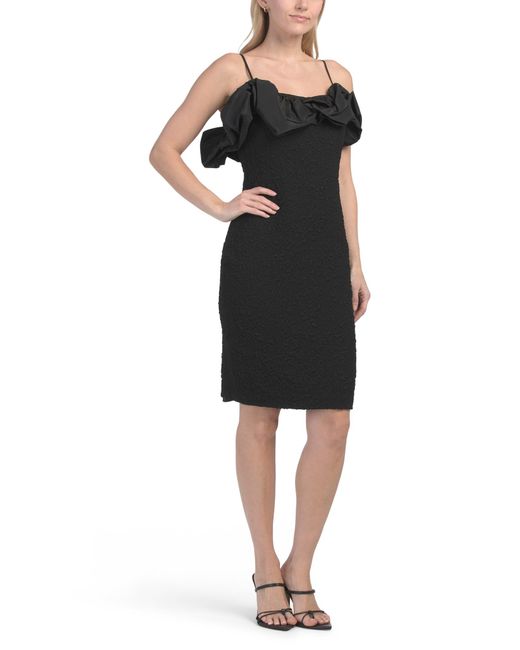Tj Maxx Black Ruffle Edge Mini Dress For Spandex/Polyester