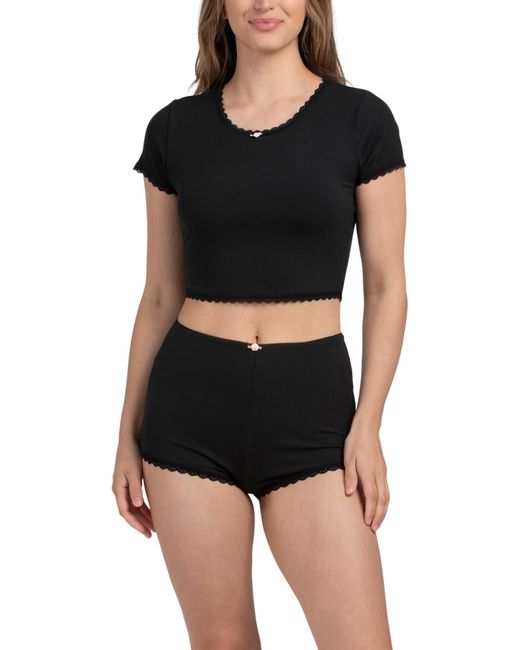 Tj Maxx Black Kiki Crop Top And Shorts Pajama Set For Rayon