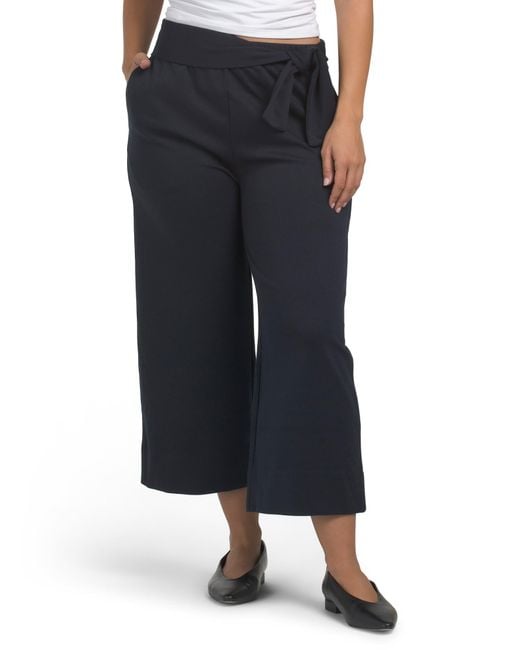 Tj Maxx Blue Wide Leg Sash Tie Pants For Spandex/Polyester/Rayon