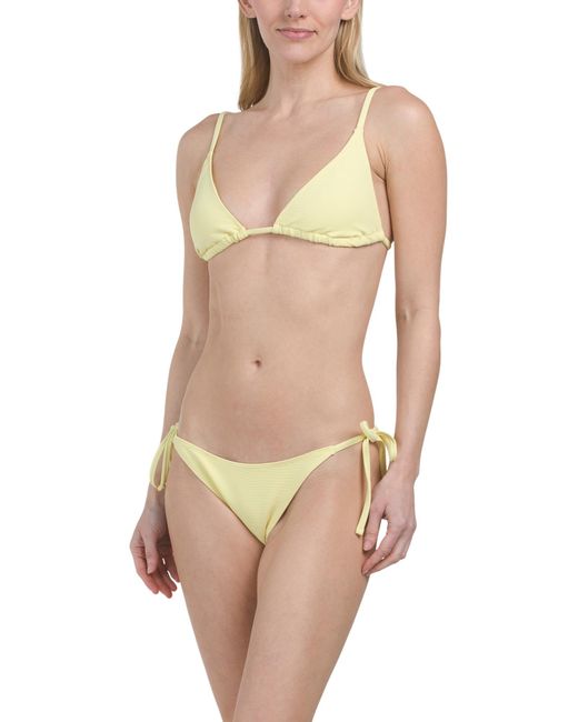 Tj Maxx Natural Ribbed Triangle String Two-Piece Bikini Set For Nylon/Polyester