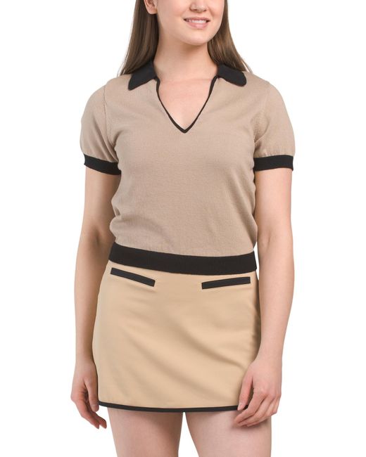 Tj Maxx Natural V-Neck Polo T-Shirt For Polyester