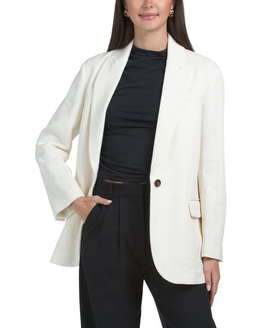 Tj Maxx White Linen Blend Jacket For Cotton/Polyester/Linen