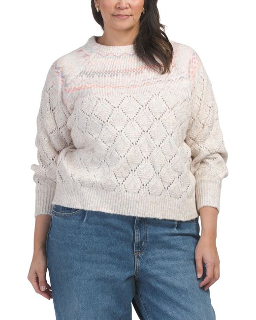 Tj Maxx White Plus Pointelle Mix Sweater For Nylon/Polyester/Acrylic