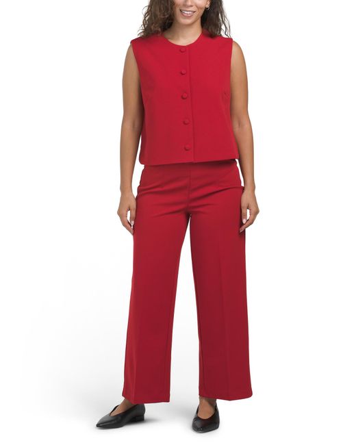 Tj Maxx Red Vest And Wide Leg Pants Set For Spandex/Polyester