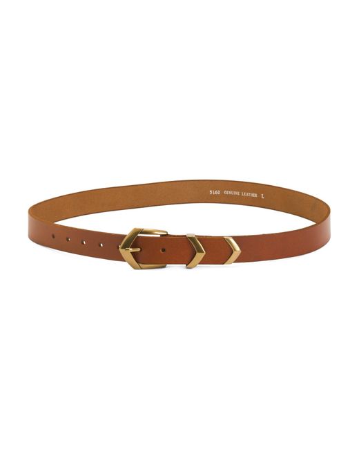 Tj Maxx Brown Leather Boho Triangular Buckle Belt For Leather