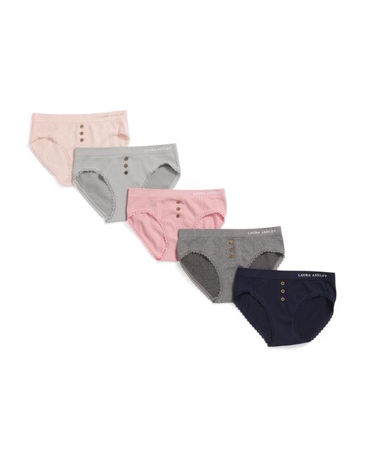 Tj Maxx Pink 5Pk Seamless Ribbed Bikini Panties With Wooden Buttons For Nylon/Spandex/Polyester