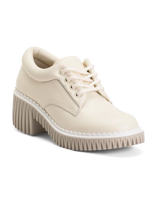 Tj Maxx White Leather Plita Cita Heeled Oxford Shoes For