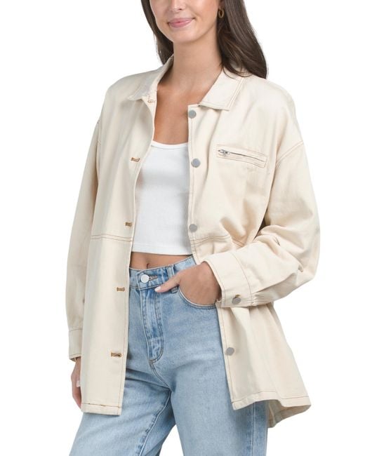 Tj Maxx White Contrast Detail Boxy Jacket, Cotton