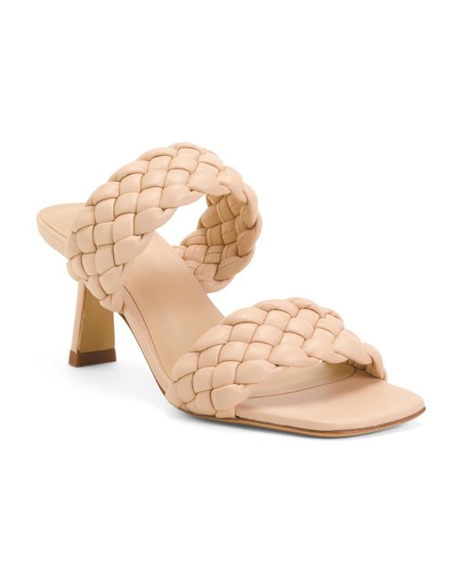 Tj Maxx Natural Leather Braided Heel Sandals For