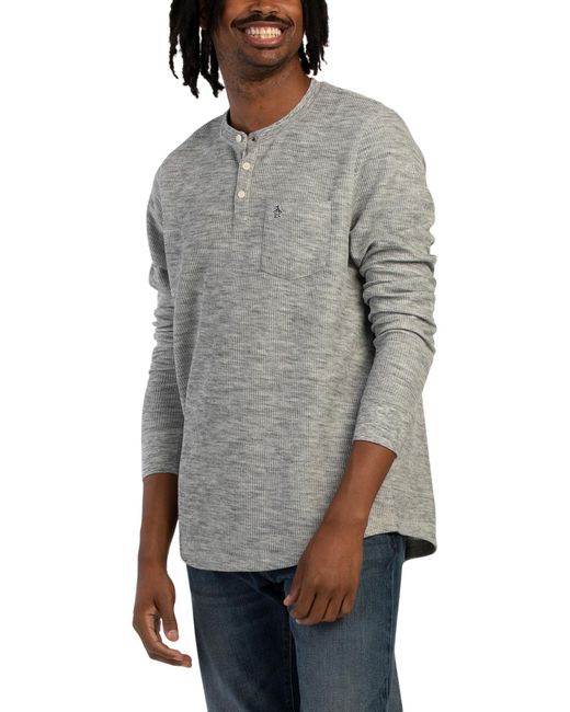 Tj Maxx Gray Long Sleeve Henley Neck Top For Cotton/Polyester for men
