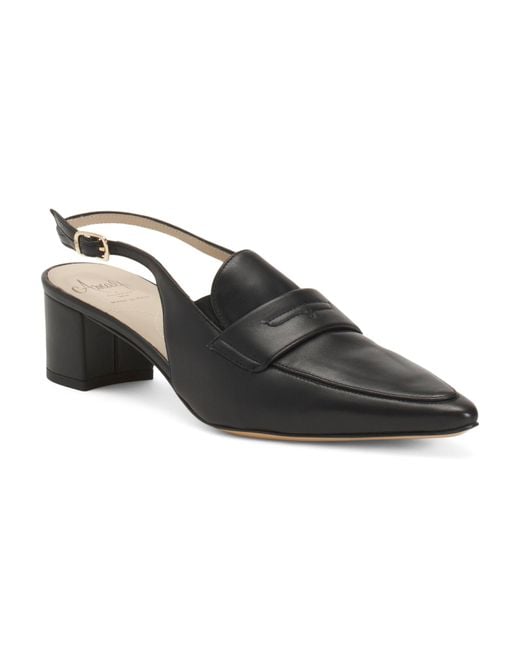 Tj Maxx Black Leather Poseidone Slingback Heels For