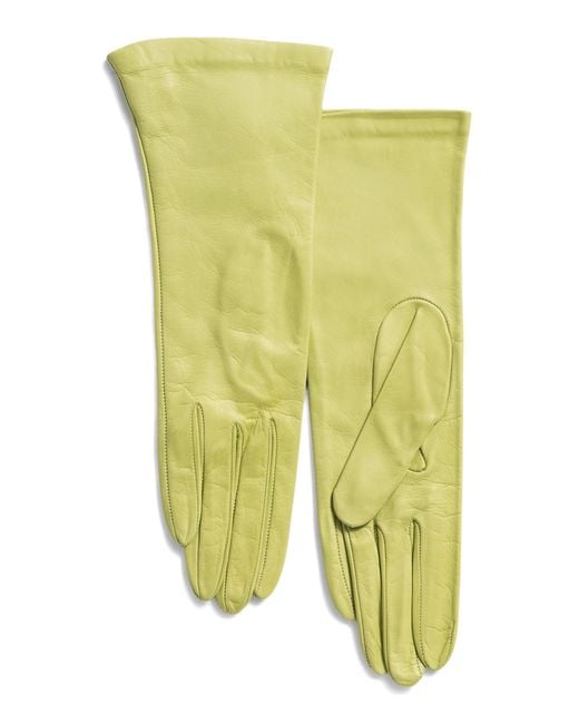 Tj Maxx Yellow Leather Basic Gloves With Silk Lining For