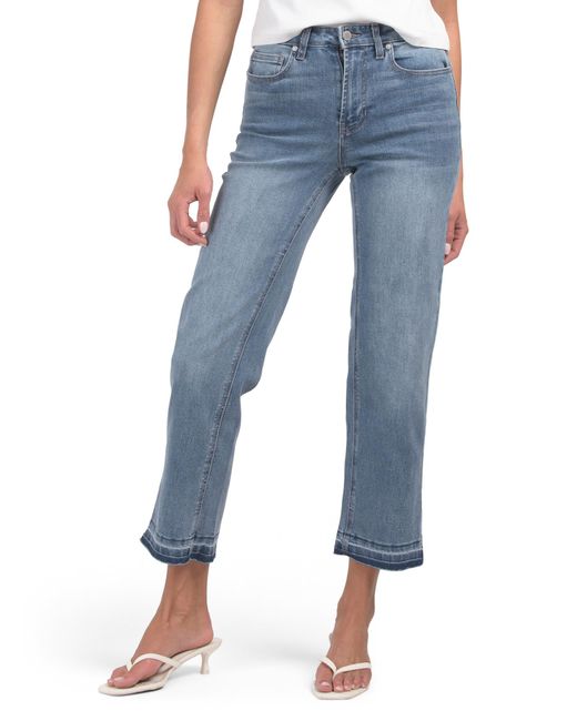 Tj Maxx Blue High Rise Baby Wide Leg Jeans With Released Hem For Spandex/Cotton/Polyester
