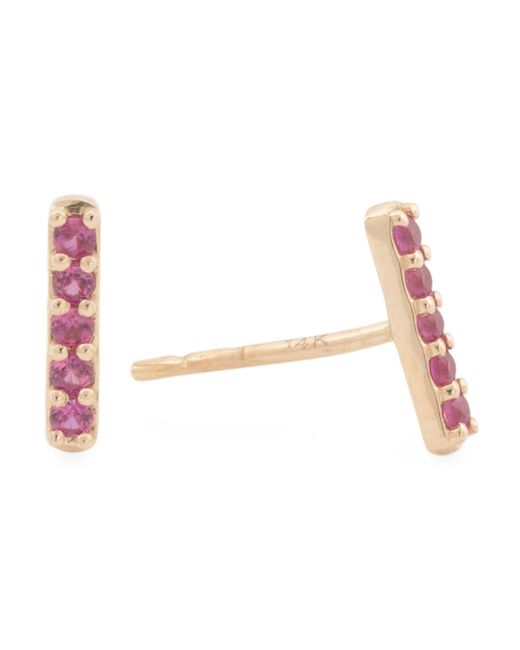 Tj Maxx Pink 14Kt Lab Grown Ruby Bar Earrings