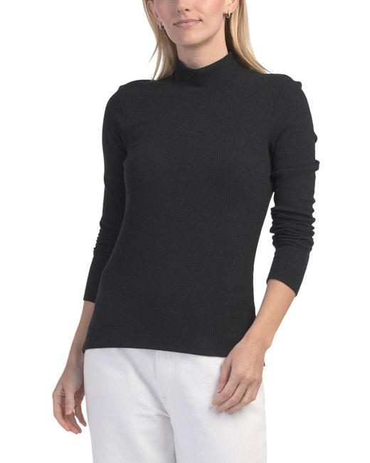 Tj Maxx Black Lainee Ribbed Mock Neck Sweater, Spandex/Polyester/Rayon